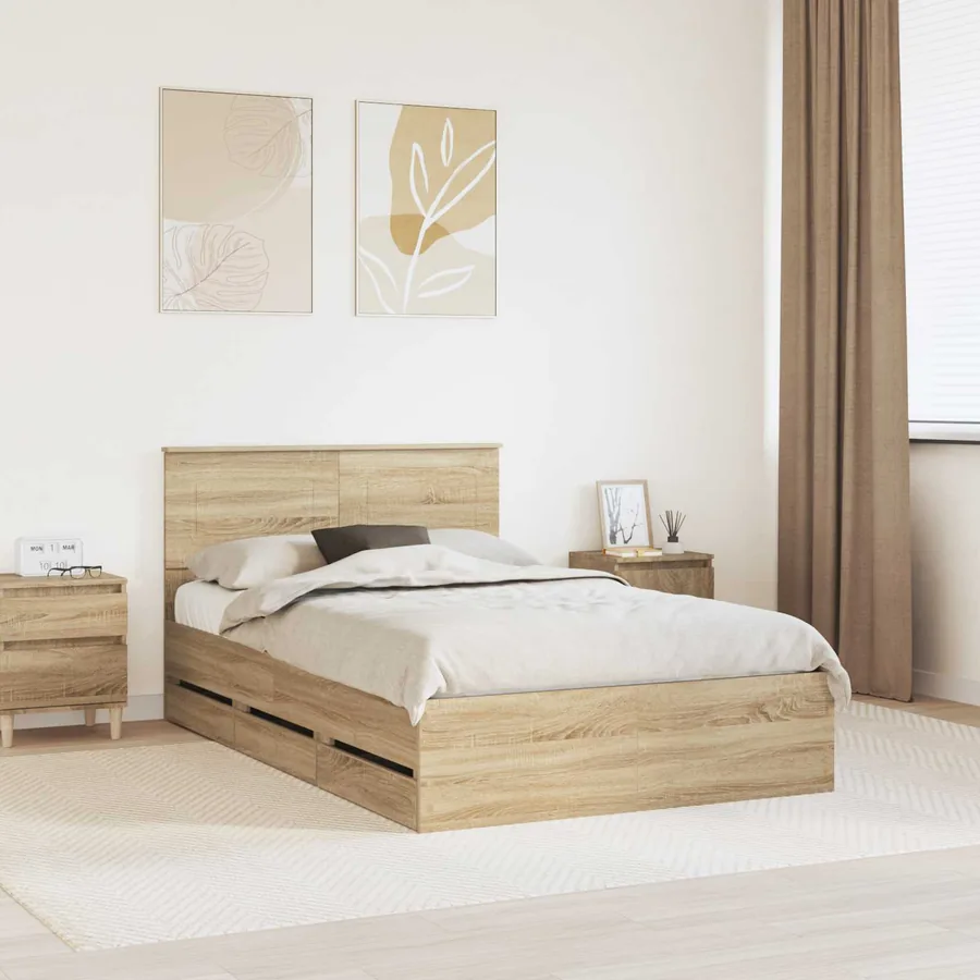 Cadre de lit Chêne Sonoma 120 x 190 cm Bois Ingénierie