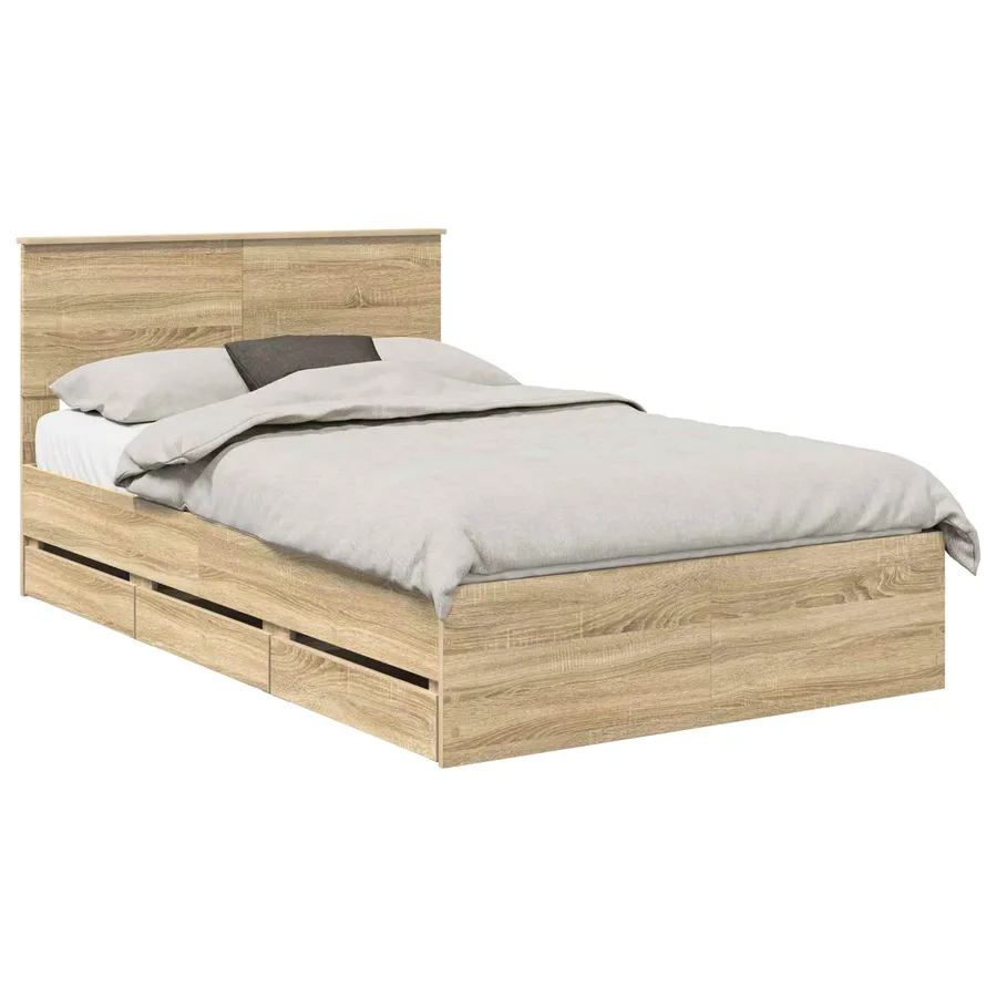 Cadre de lit Chêne Sonoma 120 x 190 cm Bois Ingénierie - 2