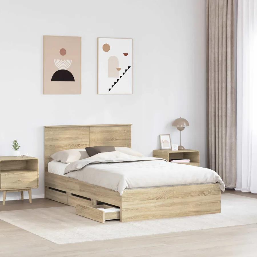 Cadre de lit Chêne Sonoma 120 x 190 cm Bois Ingénierie - 3
