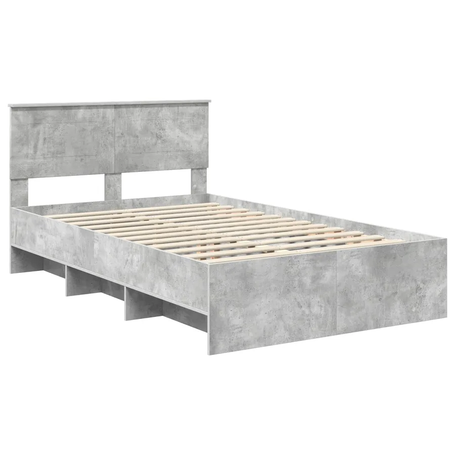 Cadre de lit Gris béton 120 x 123 cm Bois d'ingénierie - 4
