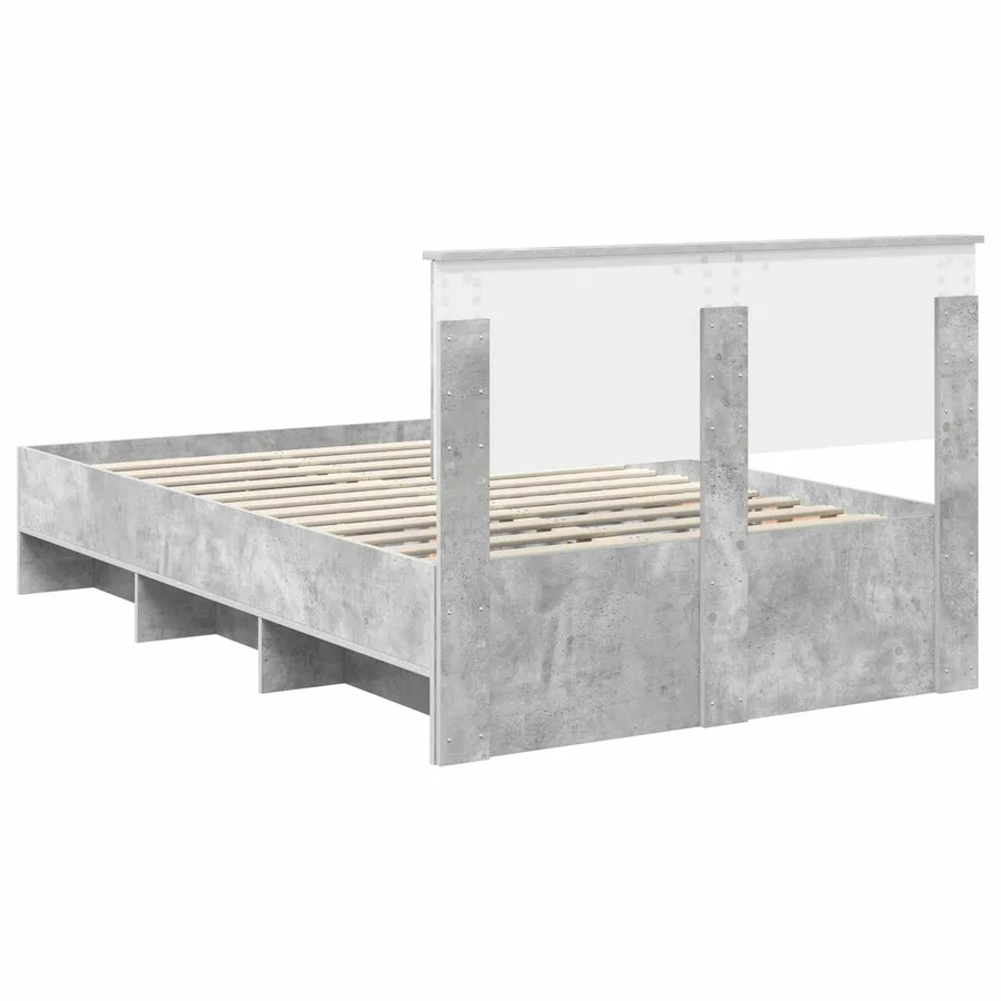 Cadre de lit Gris béton 120 x 123 cm Bois d'ingénierie - 9