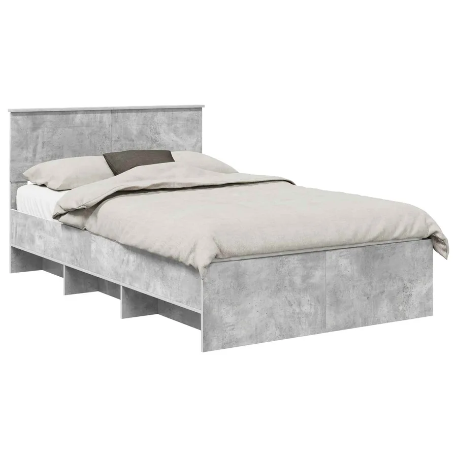 Cadre de lit Gris béton 120 x 123 cm Bois d'ingénierie - 2