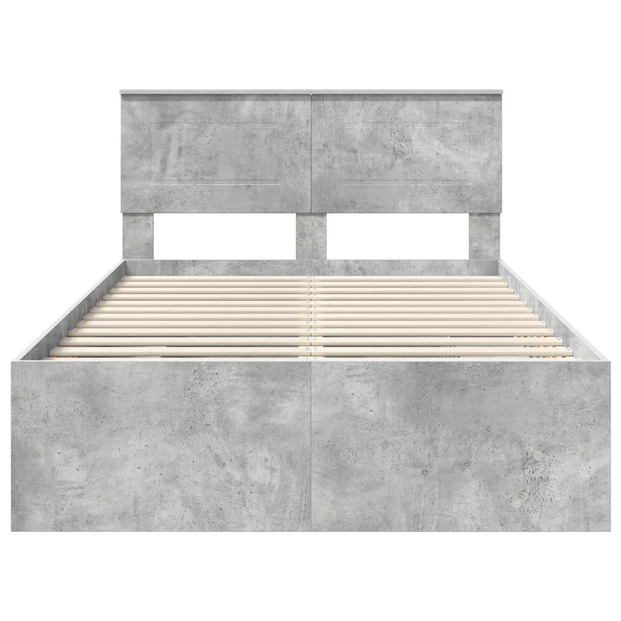 Cadre de lit Gris béton 120 x 123 cm Bois d'ingénierie - 7