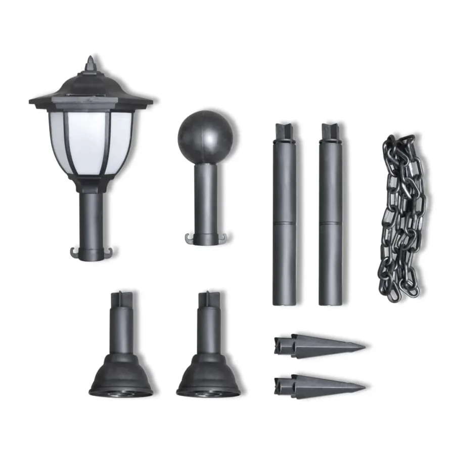 Clôture à chaîne avec deux lampes solaires LED et deux piquets - 3