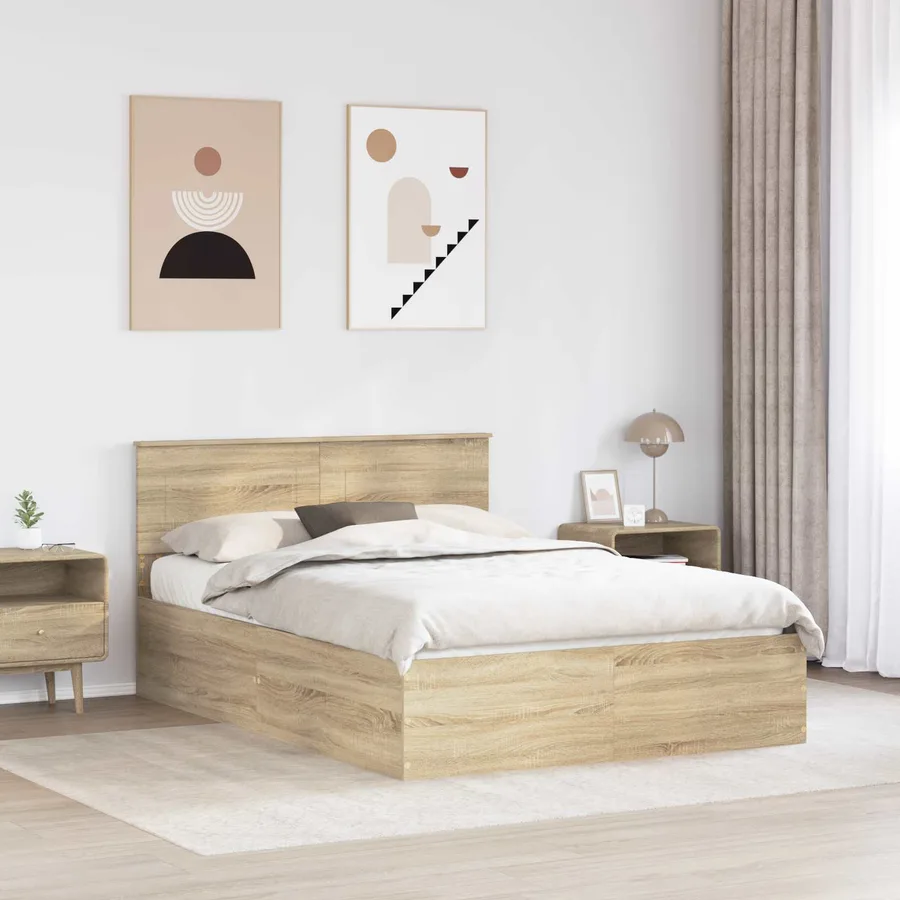 Cadre de lit Chêne Sonoma 150 x 200 cm Bois d'ingénierie - 3
