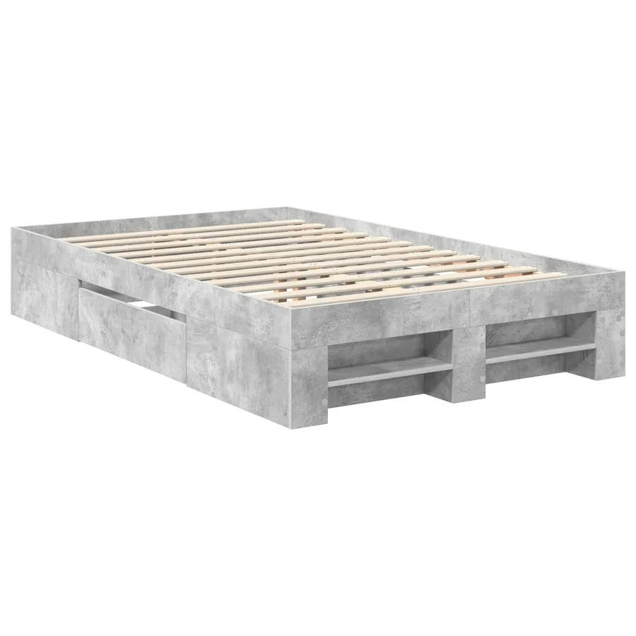 Cadre de lit Gris béton 120 x 200 cm Bois d'ingénierie - 6