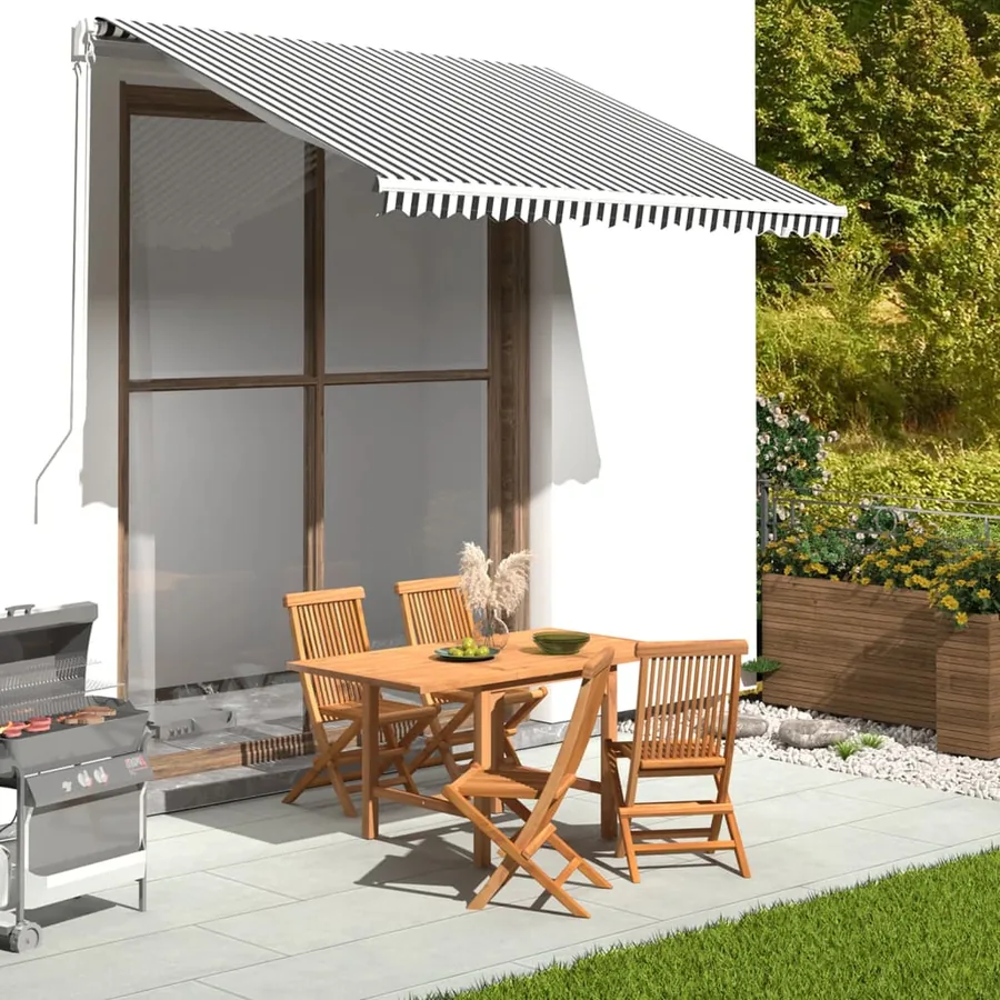 Tissu de remplacement pour auvent anthracite et blanc 3x2,5 m polyester
