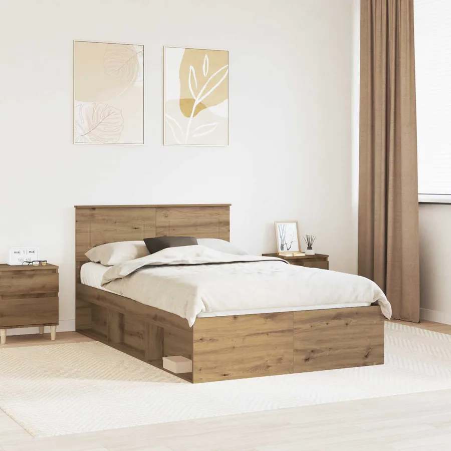 Cadre de lit Chêne artisan 120 x 200 cm Bois d'ingénierie