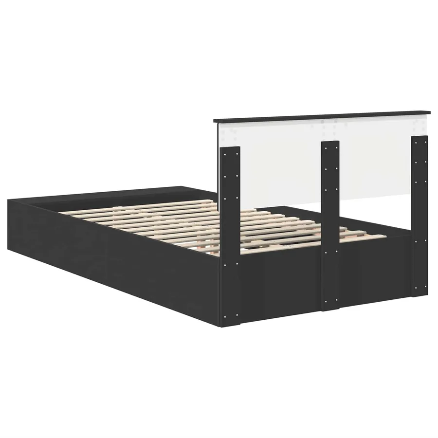 Cadre de lit avec étagère Noir 120 x 200 cm Bois d'ingénierie - 9