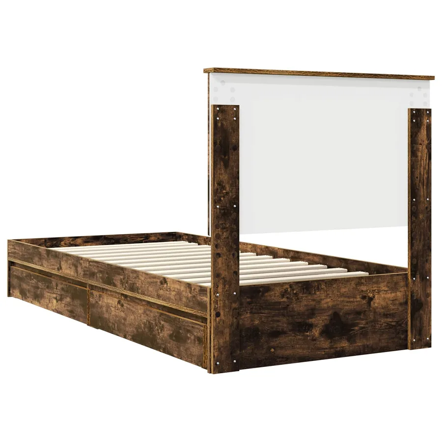 Lit de Rangement Chêne fumé 90 x 190 cm Bois d'ingénierie - 10