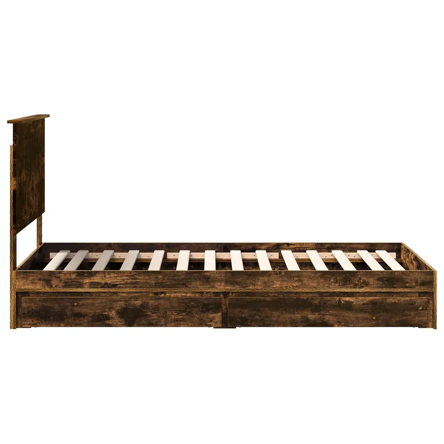 Lit de Rangement Chêne fumé 90 x 190 cm Bois d'ingénierie - 9
