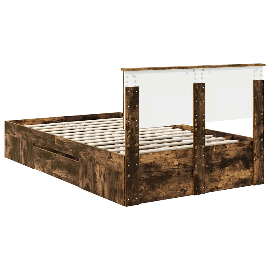 Cadre de lit Chêne fumé 120 x 200 cm Bois d'ingénierie - 8