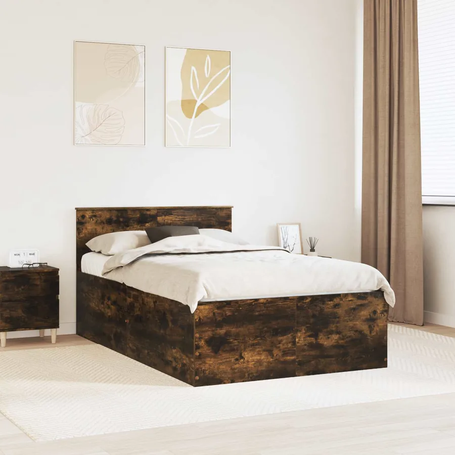 Cadre de lit Chêne fumé 120 x 200 cm Bois d'ingénierie