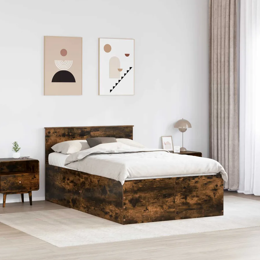 Cadre de lit Chêne fumé 120 x 200 cm Bois d'ingénierie - 3