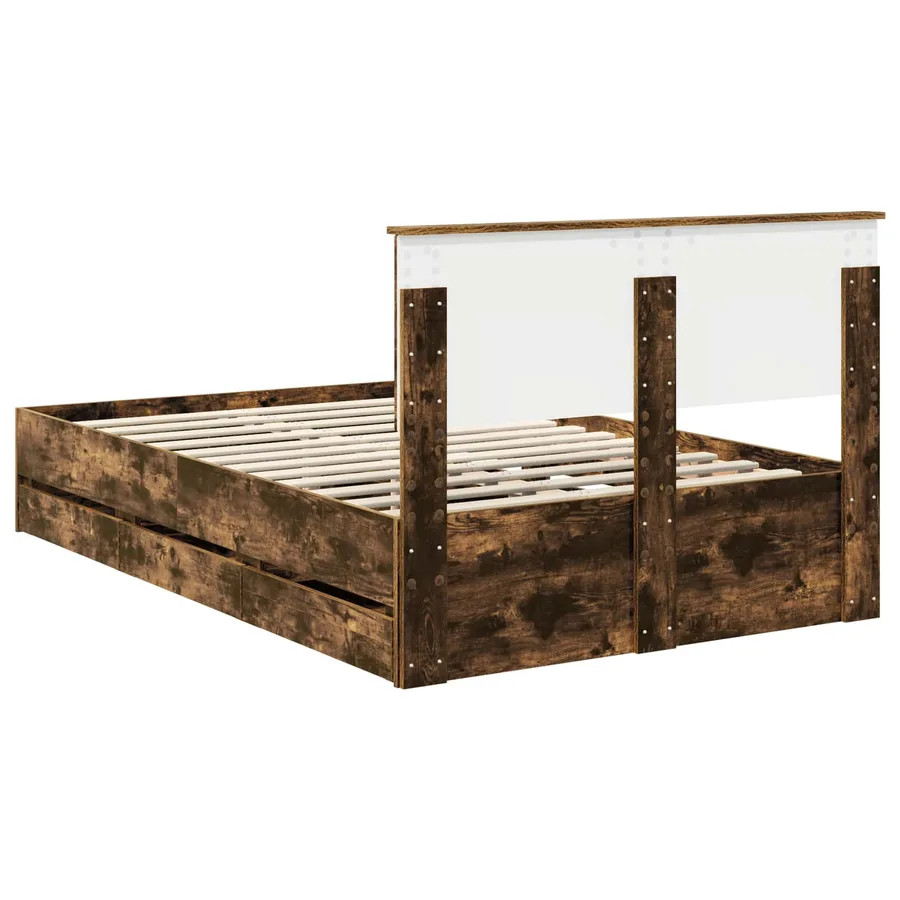 Cadre de lit Chêne fumé 120 x 200 cm Bois Ingénierie - 10