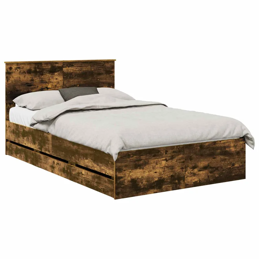 Cadre de lit Chêne fumé 120 x 200 cm Bois Ingénierie - 2