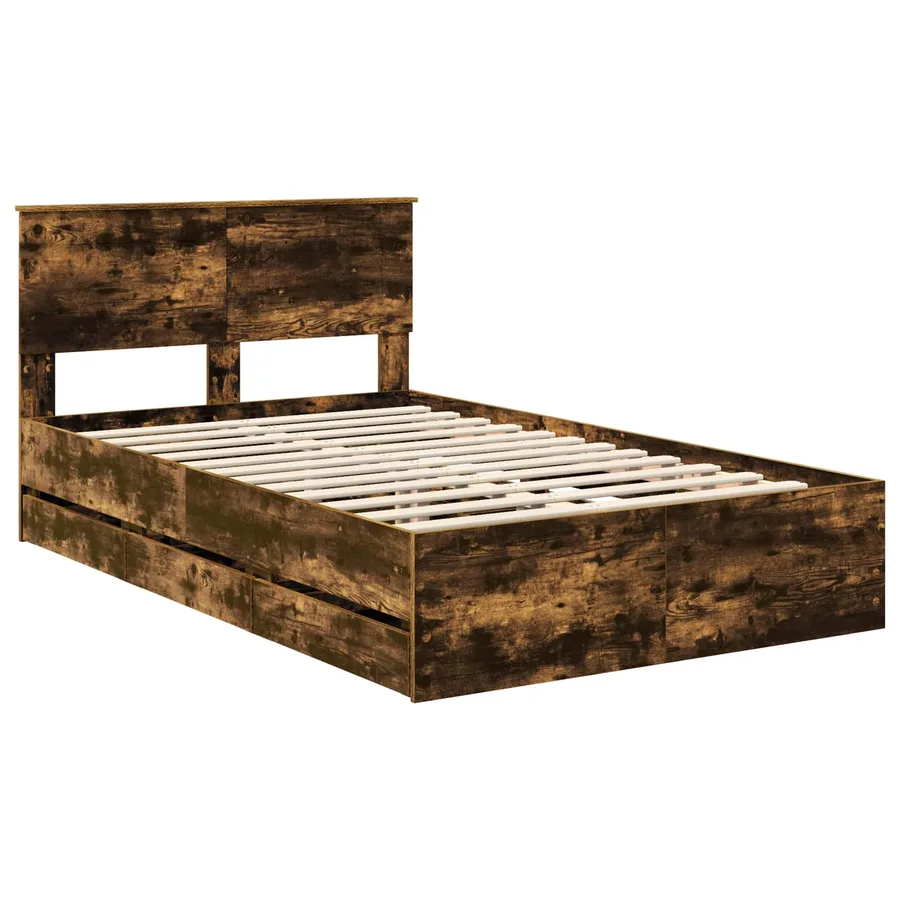 Cadre de lit Chêne fumé 120 x 190 cm Bois Ingénierie - 4