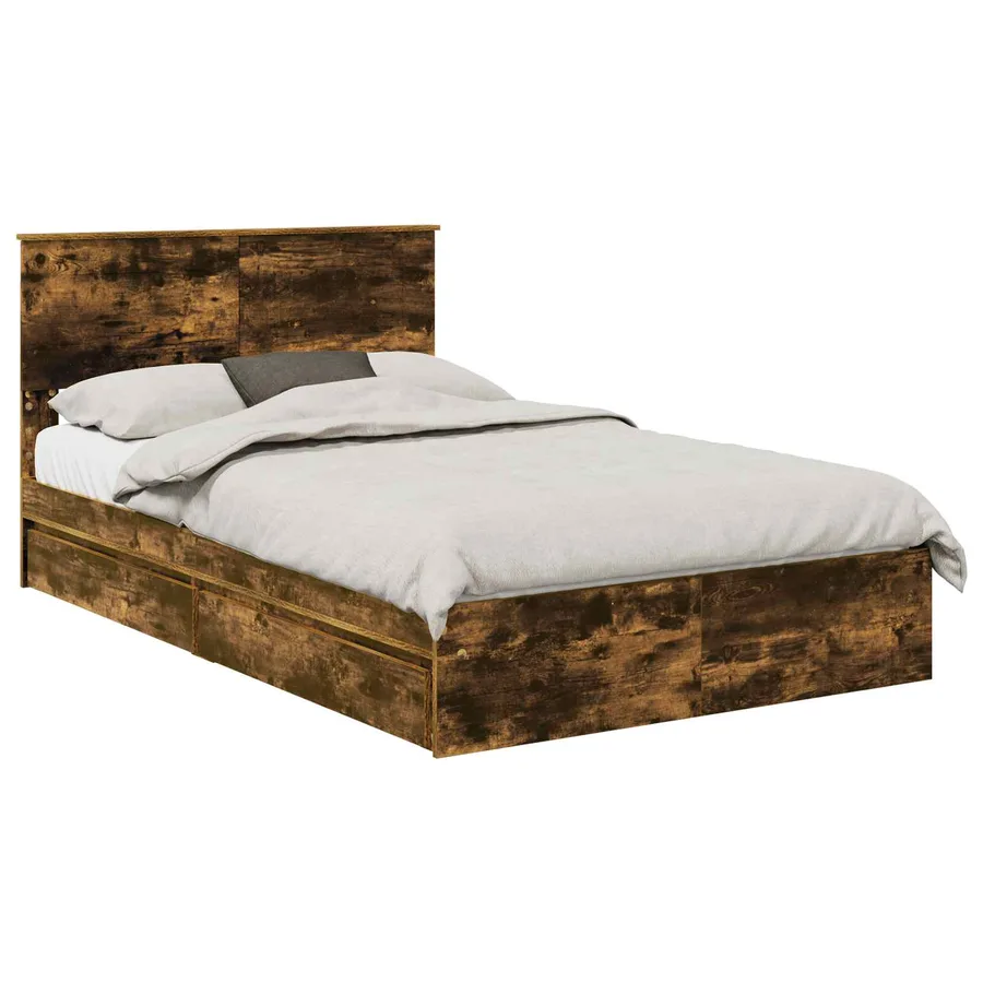 Lit de Rangement Chêne fumé 120 x 190 cm Bois d'ingénierie - 2