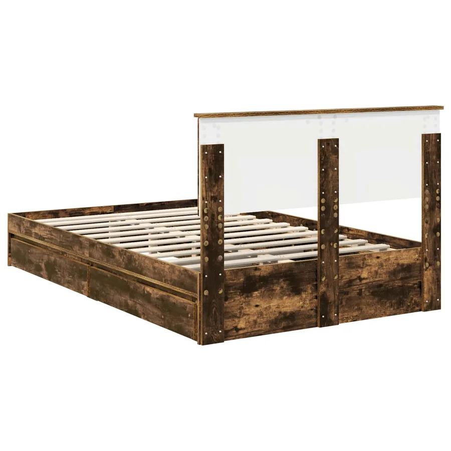 Lit de Rangement Chêne fumé 120 x 190 cm Bois d'ingénierie - 8