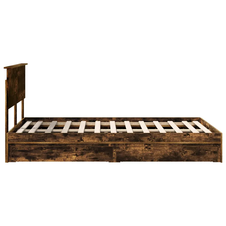 Lit de Rangement Chêne fumé 120 x 190 cm Bois d'ingénierie - 9
