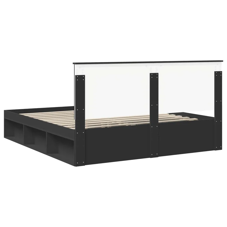 Cadre de lit Noir 180 x 200 cm Bois de pin massif - 9
