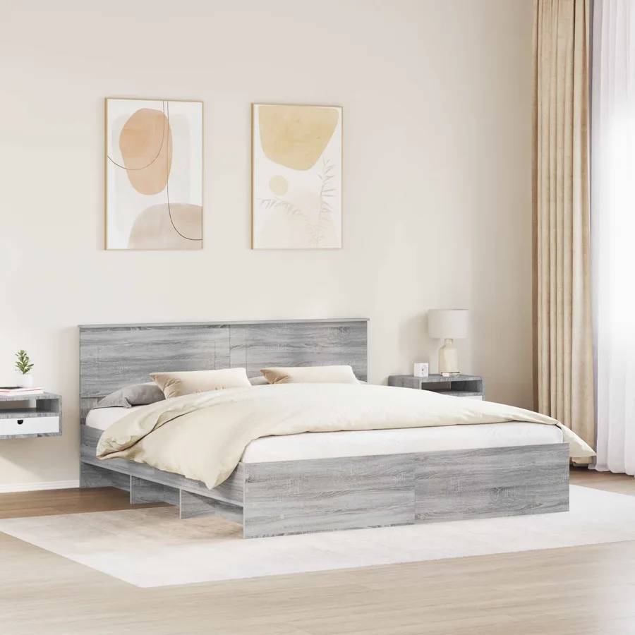 Cadre de lit Gris Sonoma 180 x 200 cm Bois d'ingénierie - 3