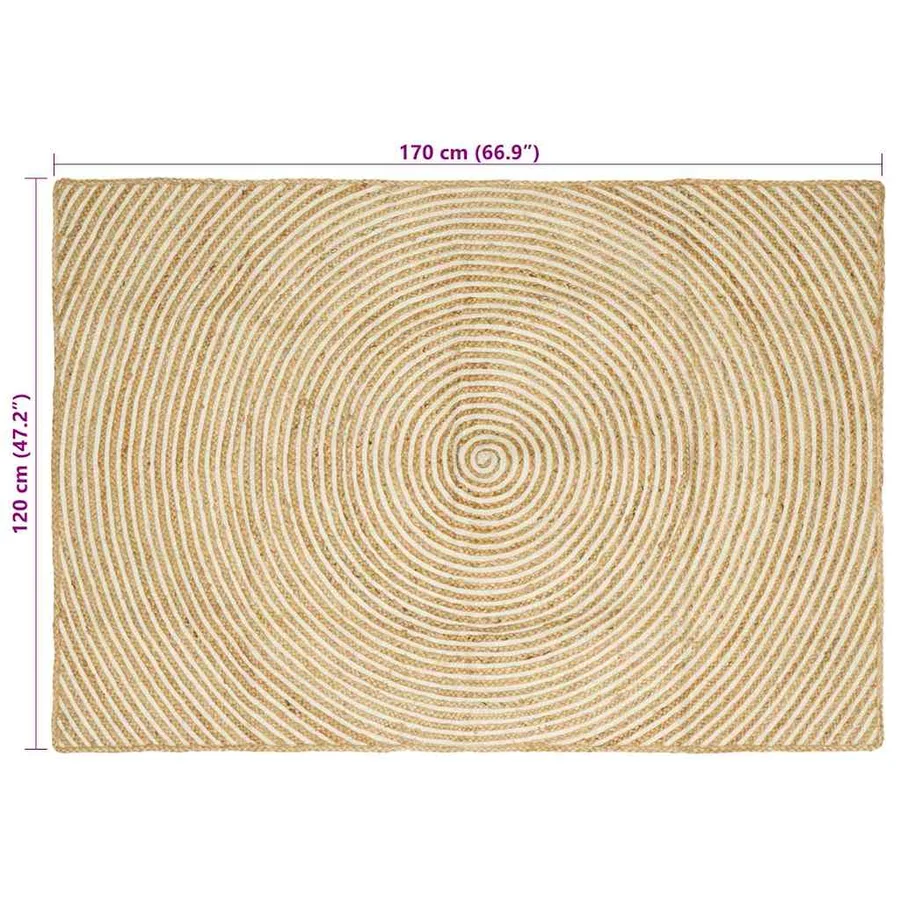 Tapis de surface Blanc 120 x 170 cm Jute - 8