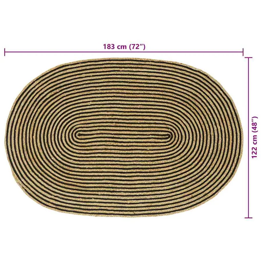 Tapis de surface Naturel et noir 122 x 183 cm Jute - 8