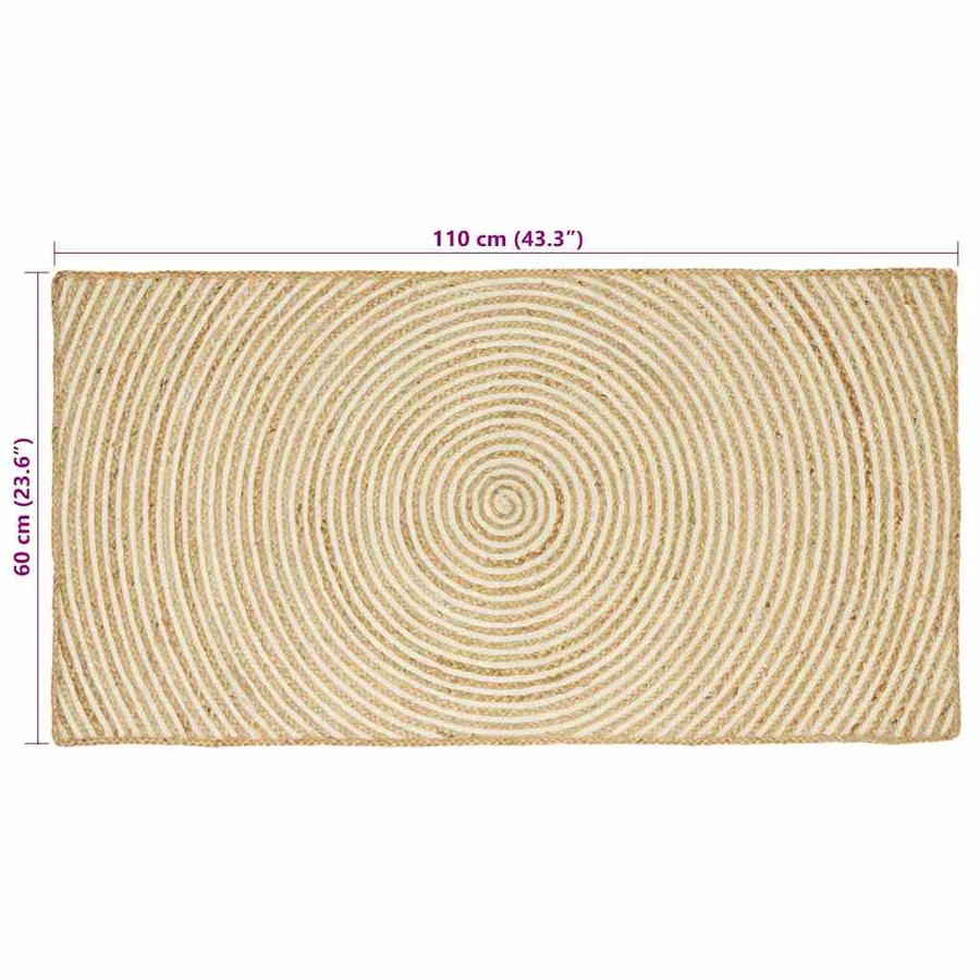 Tapis de surface Blanc 60 x 110 cm Jute - 8