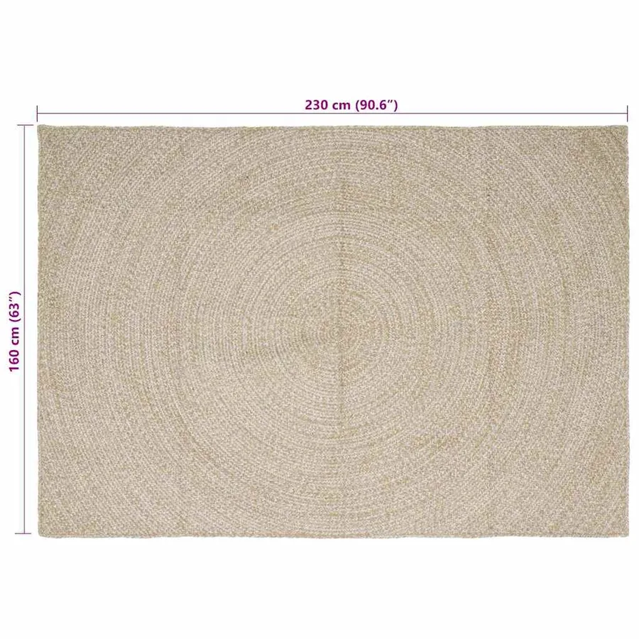 Tapis de surface Naturel et Blanc 160 x 230 cm Jute - 8