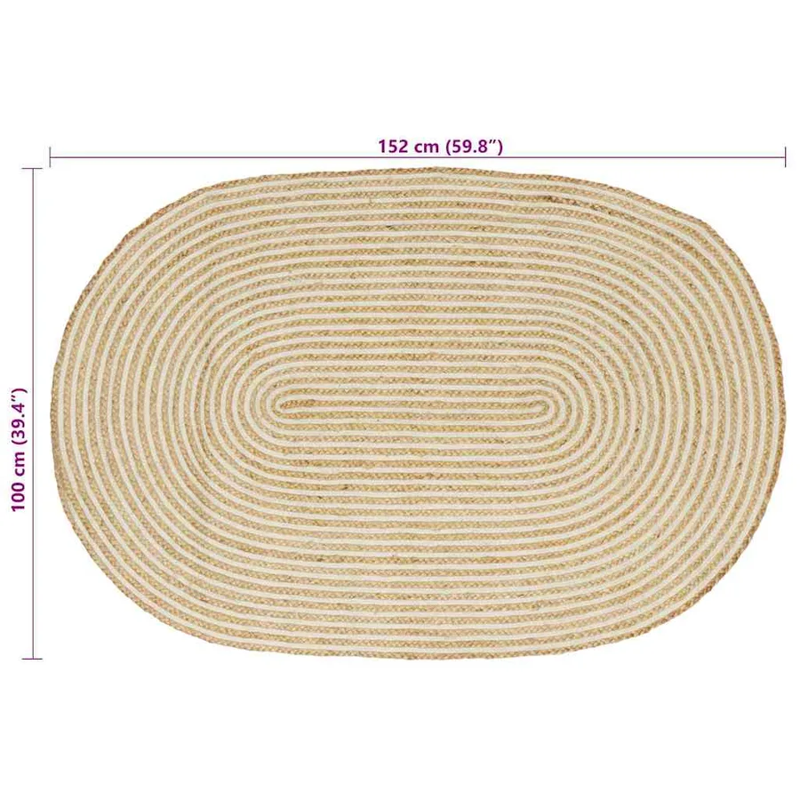 Tapis de surface Naturel et Blanc 100 x 152 cm Jute - 7
