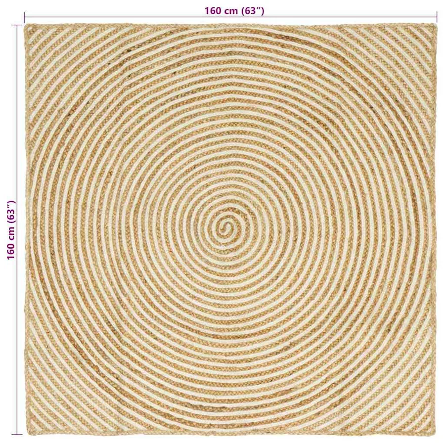 Tapis de surface Blanc 160 x 160 cm Jute - 8
