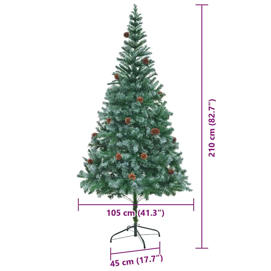 Sapin de Noël artificiel avec 300 LED Vert 210 cm PVC et Acier - 15