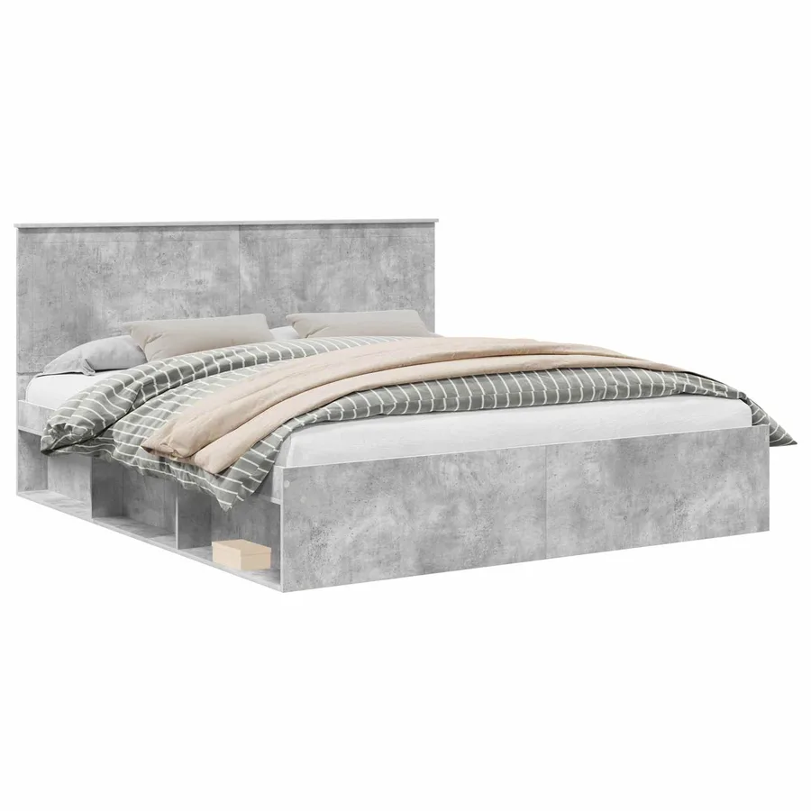 Cadre de lit Béton 180 x 200 cm Bois de pin massif - 2