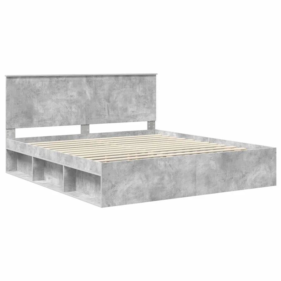 Cadre de lit Béton 180 x 200 cm Bois de pin massif - 4