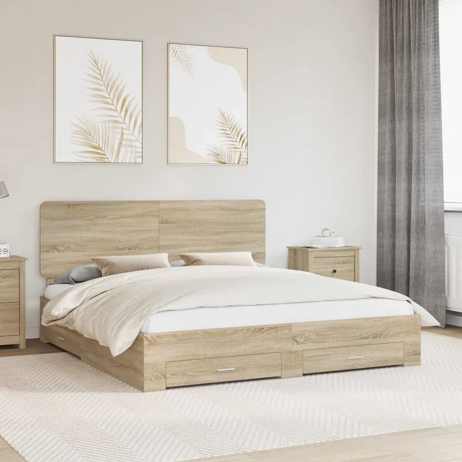 Cadre de lit Chêne Sonoma 200 x 200 cm Bois d'ingénierie