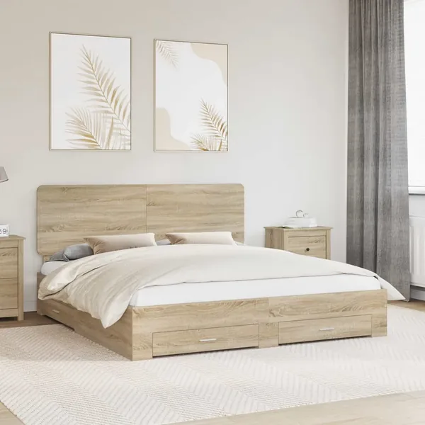 Cadre de lit Chêne Sonoma 200 x 200 cm Bois d'ingénierie