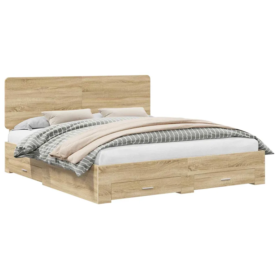 Cadre de lit Chêne Sonoma 200 x 200 cm Bois d'ingénierie - 2