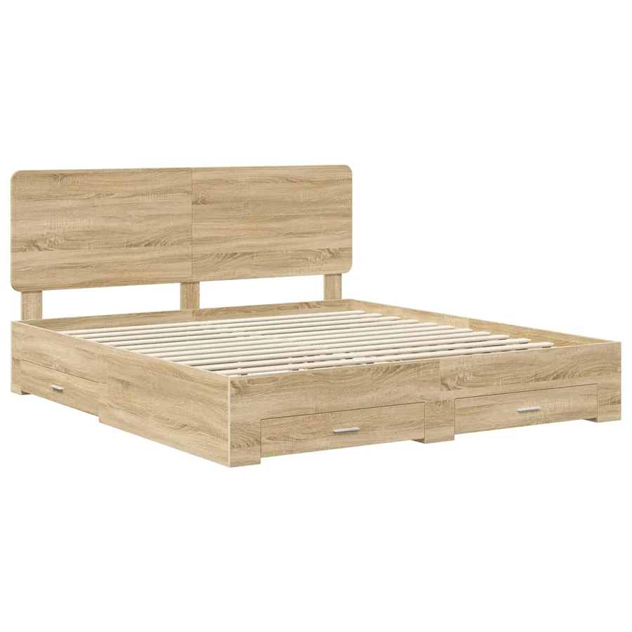 Cadre de lit Chêne Sonoma 200 x 200 cm Bois d'ingénierie - 4