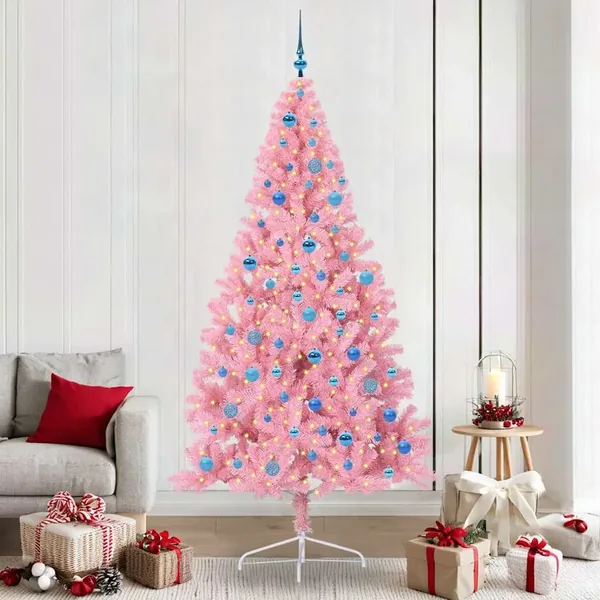 Sapin de Noël artificiel pré-éclairé Rose 240 cm PVC