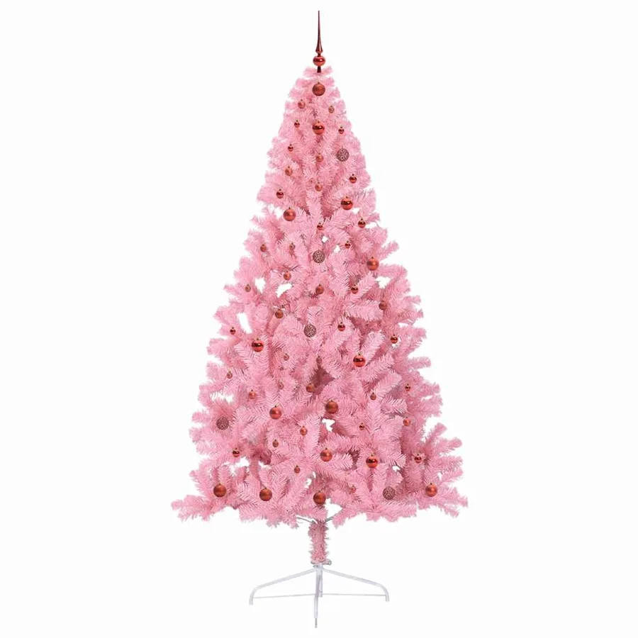 Sapin de Noël artificiel pré-éclairé Rose 240 cm PVC - 4