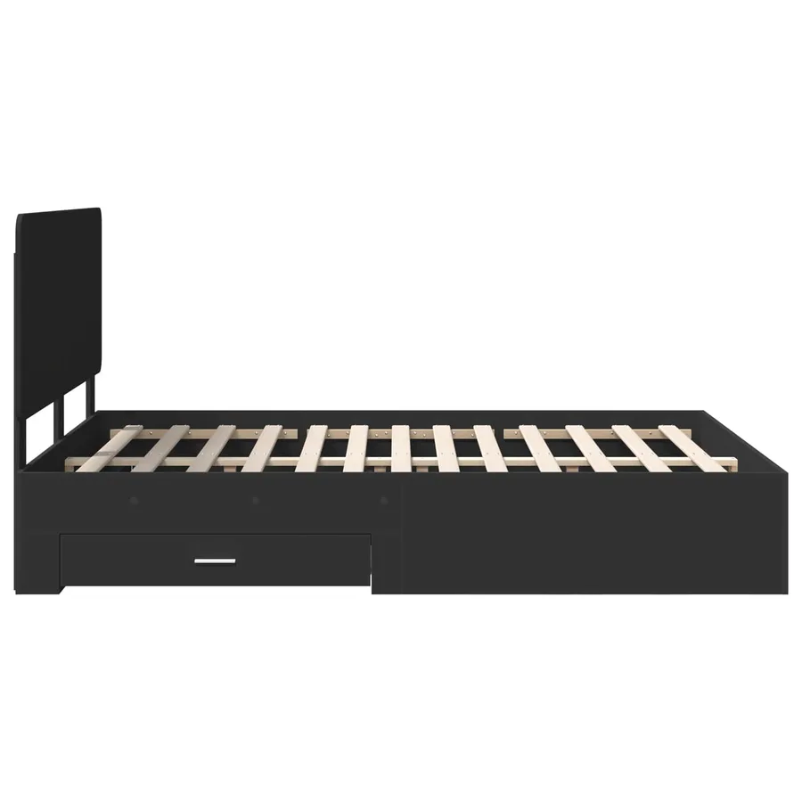 Cadre de lit avec tiroir Noir 140 x 190 cm Bois d'ingénierie - 9