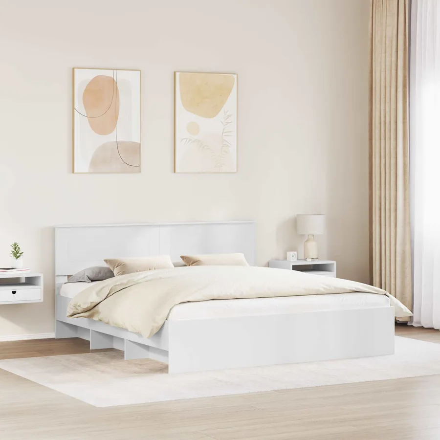 Cadre de lit Blanc 180 x 200 cm Bois d'ingénierie - 3
