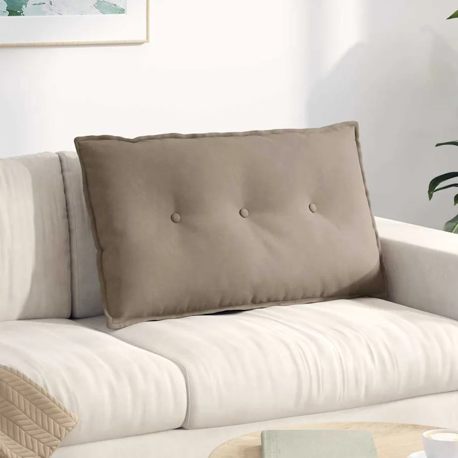 Coussin de Dos Taupe 80 x 50 cm Tissu en microfibre