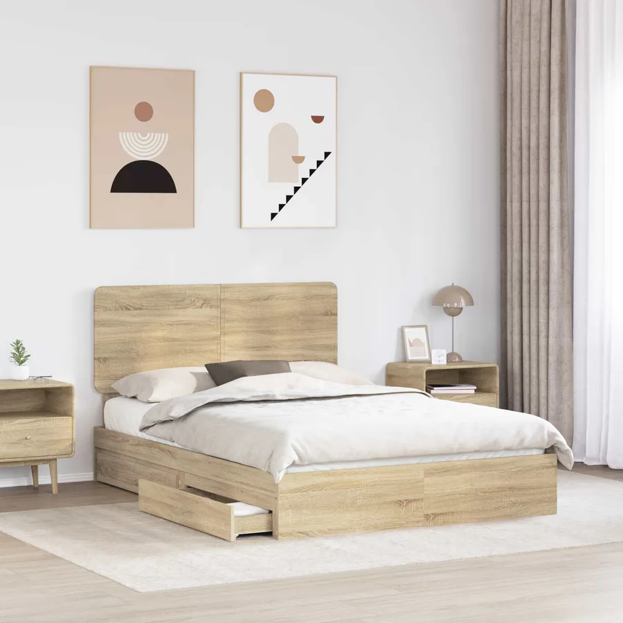 Lit de Rangement Chêne Sonoma 140 x 200 cm Bois d'ingénierie - 3