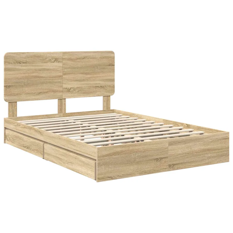 Lit de Rangement Chêne Sonoma 140 x 200 cm Bois d'ingénierie - 4