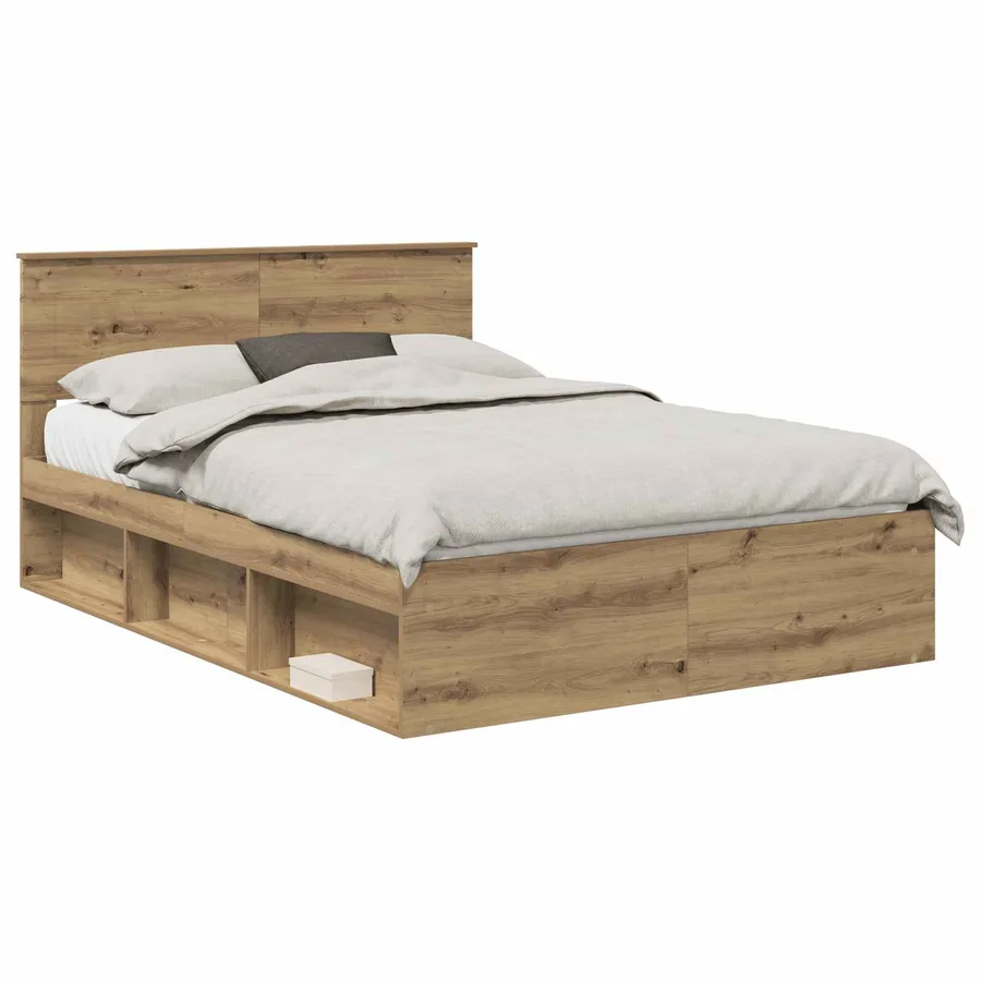 Cadre de lit Chêne artisan 140 x 190 cm Bois d'ingénierie - 2