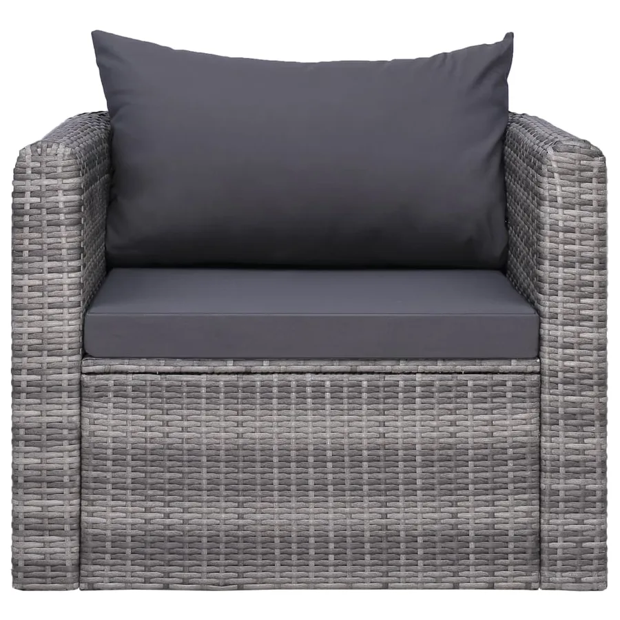 Chaise de jardin avec coussin et oreiller Résine tressée Gris - 2