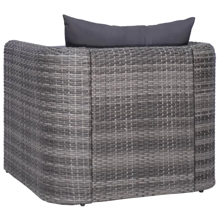 Chaise de jardin avec coussin et oreiller Résine tressée Gris - 3