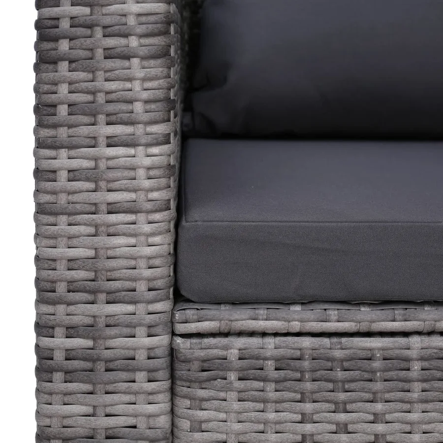 Chaise de jardin avec coussin et oreiller Résine tressée Gris - 5